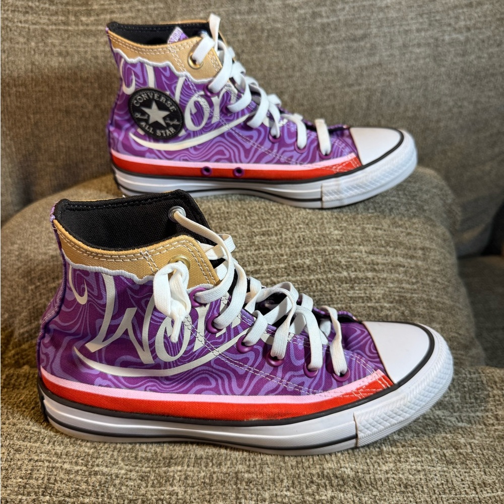Converse X Wonka Chuck Taylor All Star High Purple Swirl from Wonka Size 5.5